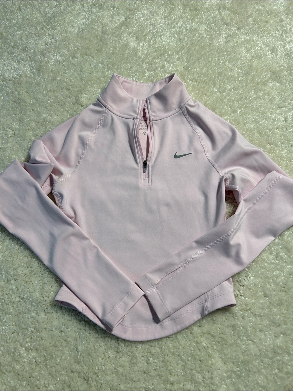 Nike Women's Light Pink Quarter-Zip Athletic Dry-fit Top